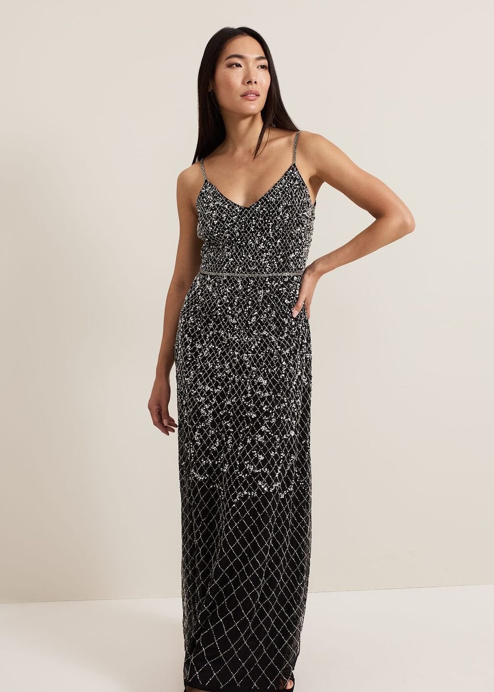 Alexia Sequin Embelished Maxi Dress Black