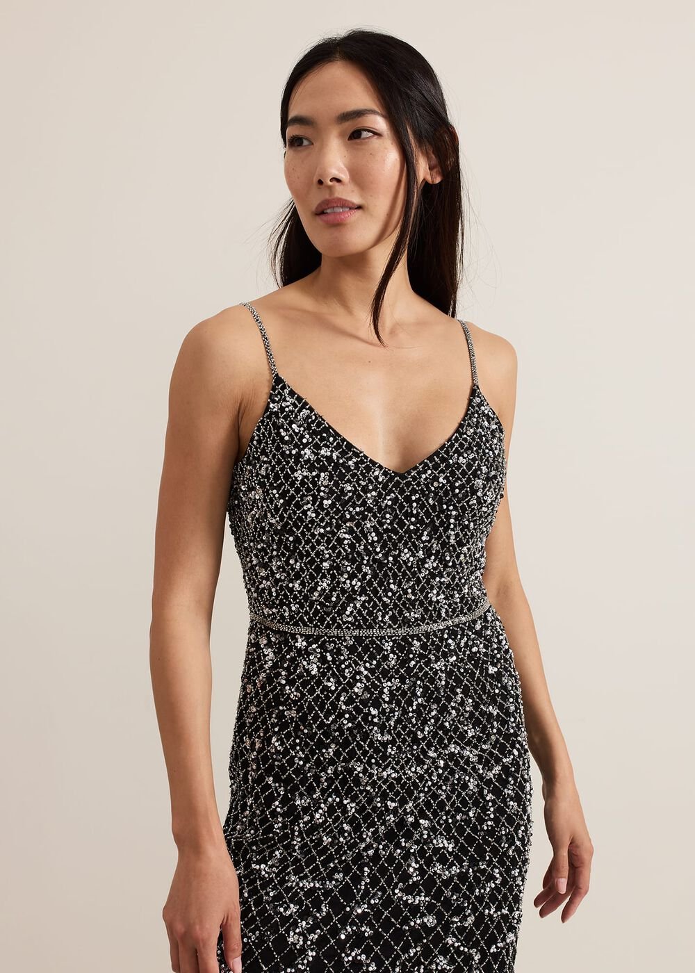 Alexia Sequin Embelished Maxi Dress Black
