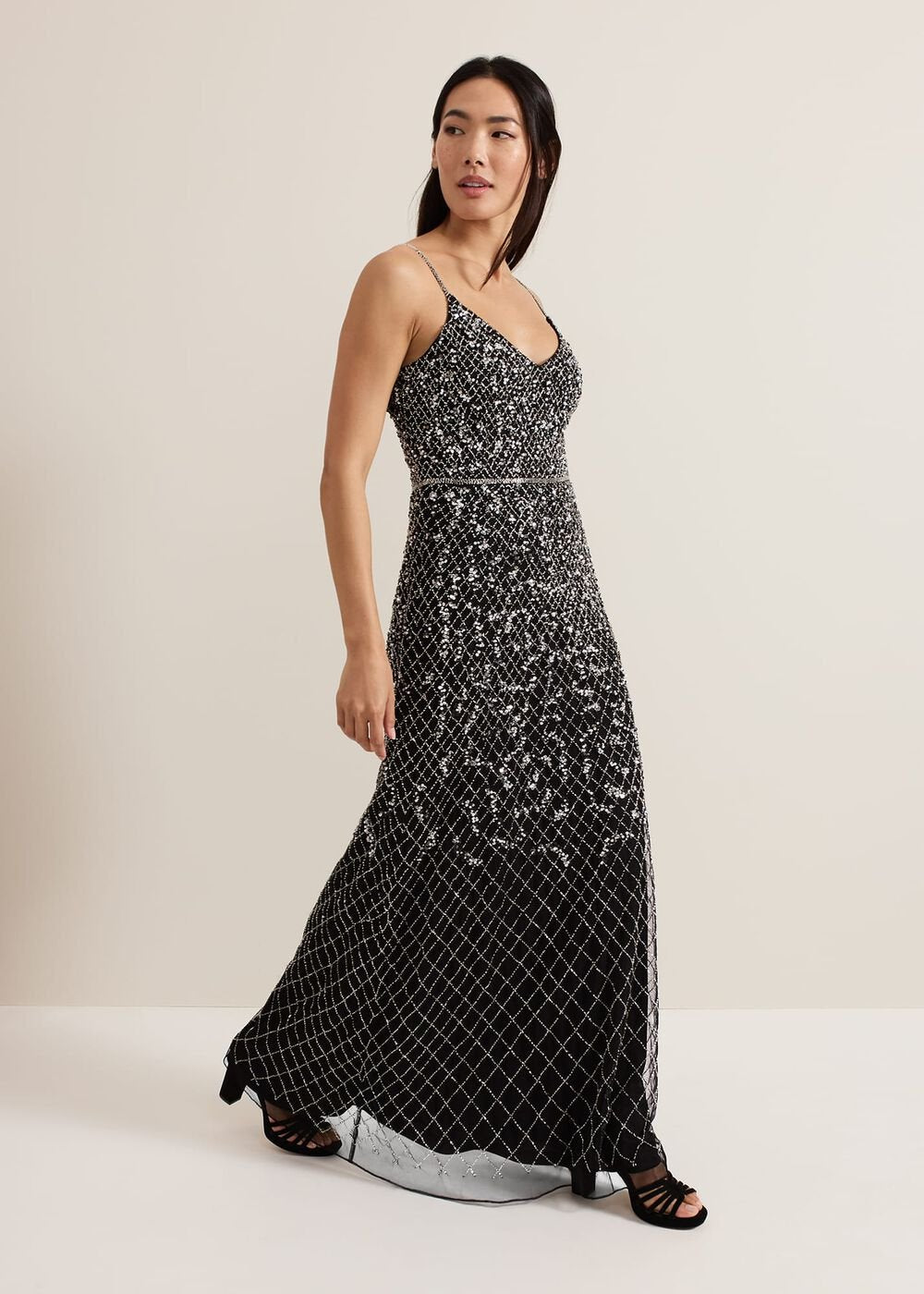 Alexia Sequin Embelished Maxi Dress Black