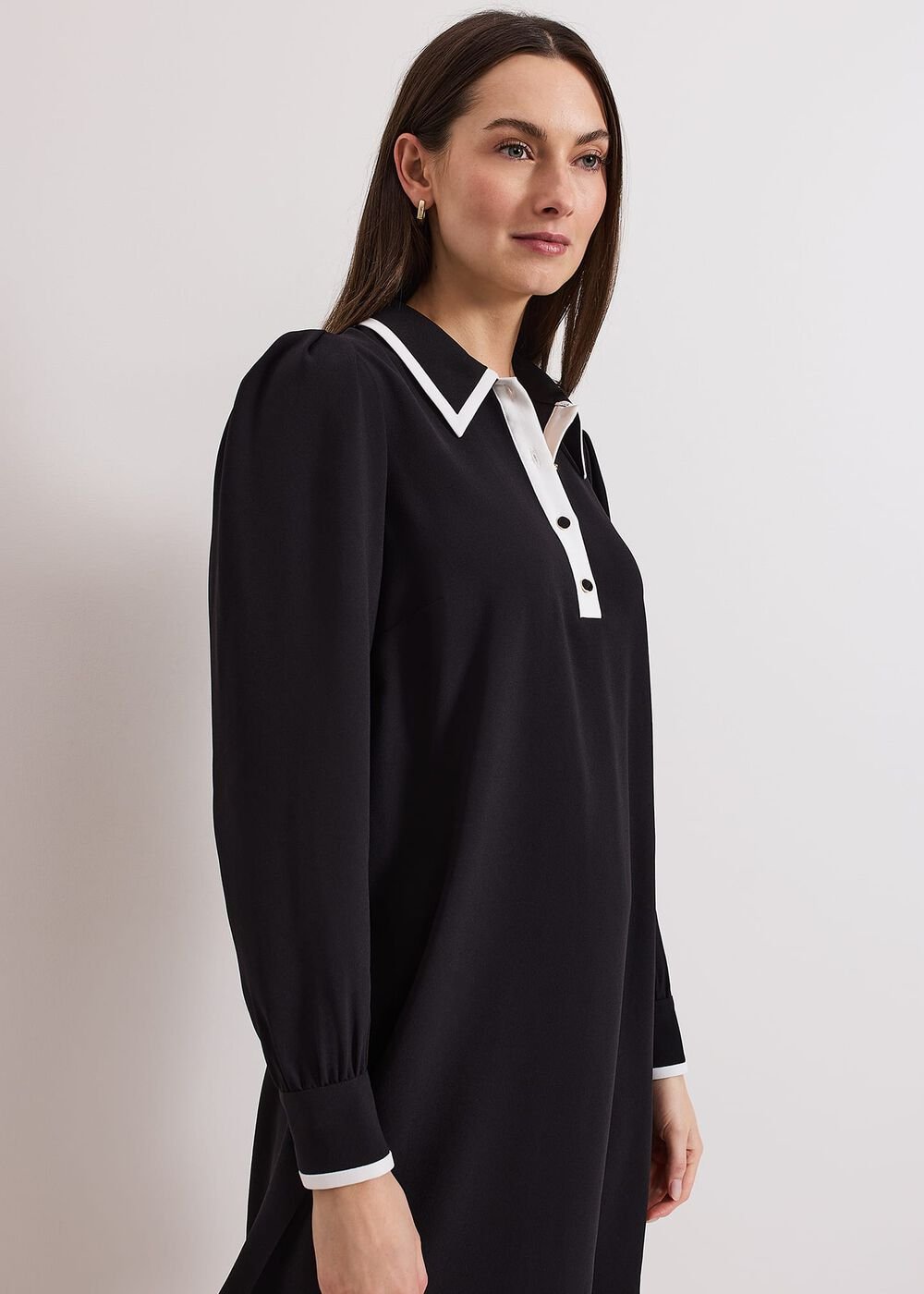Gina Black Collar Swing Dress Black