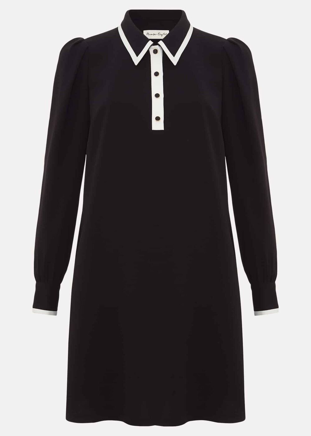 Gina Black Collar Swing Dress Black