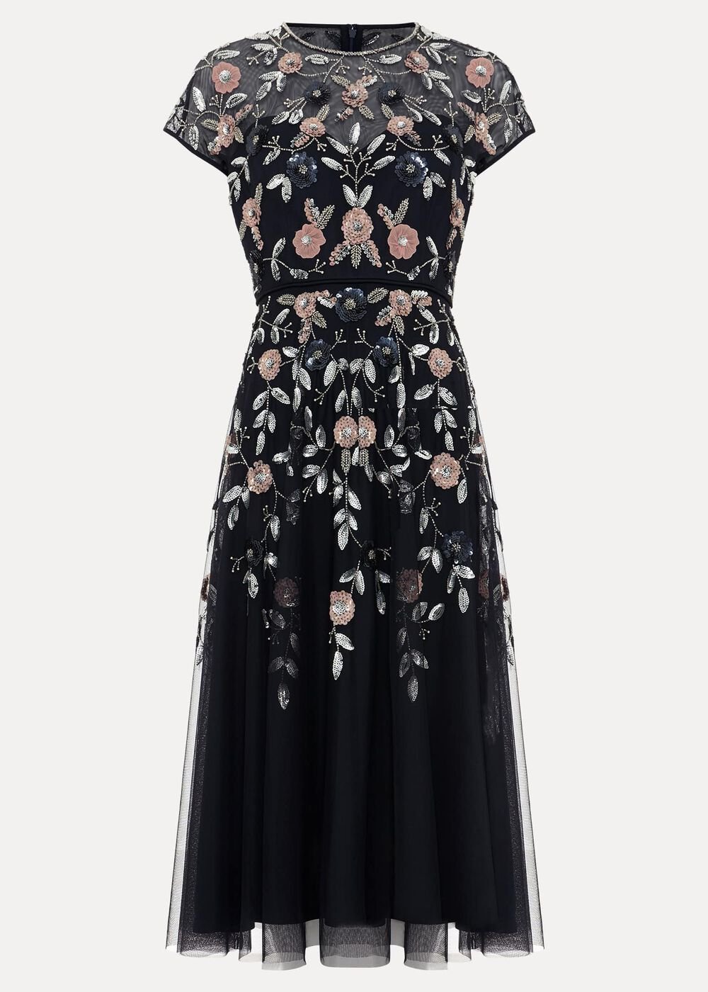 Giana Floral Embellished Midi Dress Multi-Coloured
