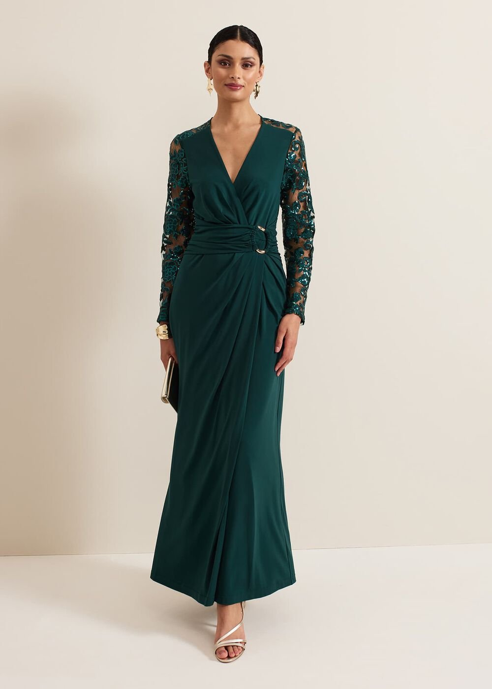 Ilona Dark Green Sequin Maxi Dress Dark Green