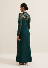 Ilona Dark Green Sequin Maxi Dress Dark Green