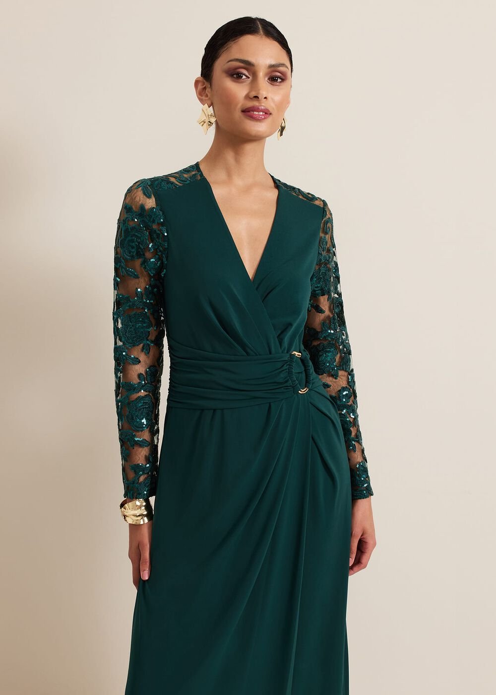 Ilona Dark Green Sequin Maxi Dress Dark Green