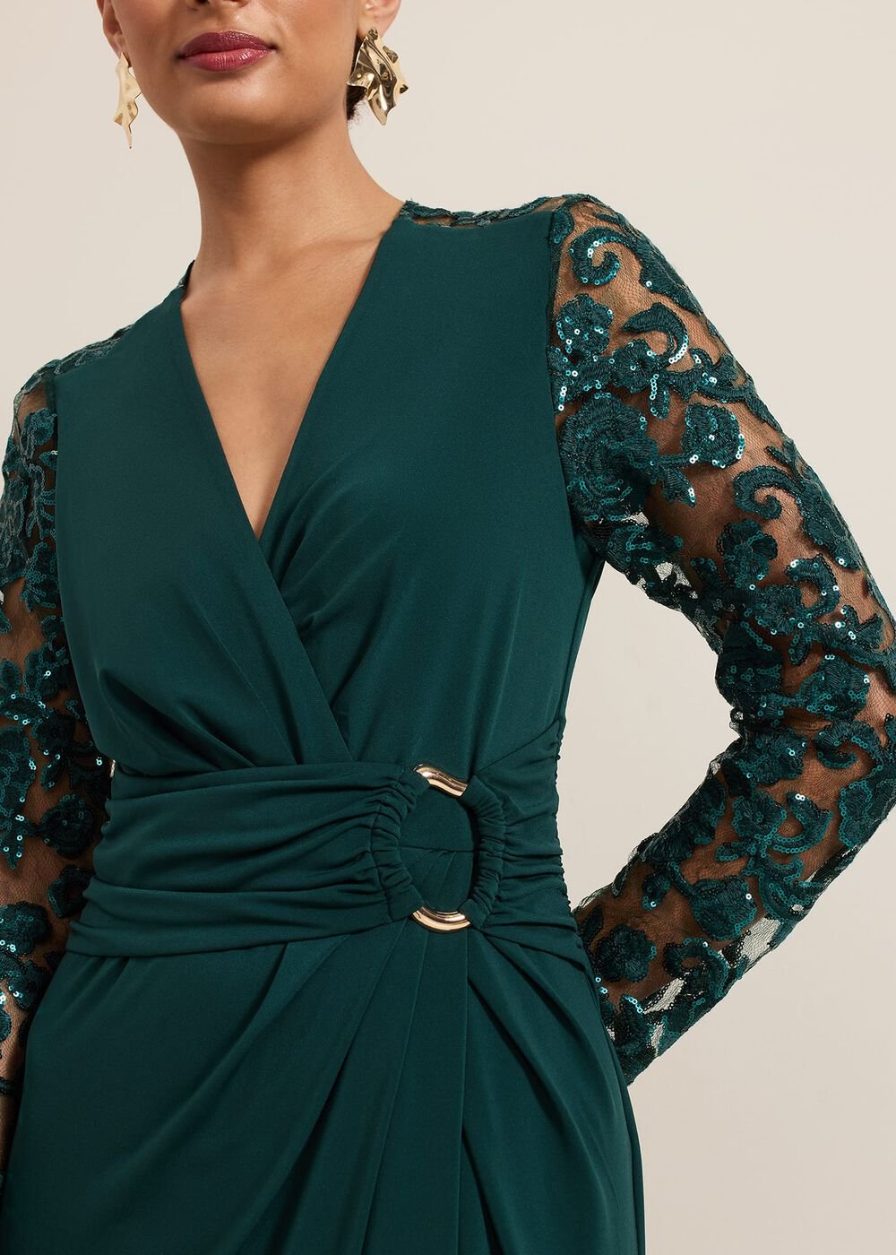 Ilona Dark Green Sequin Maxi Dress Dark Green