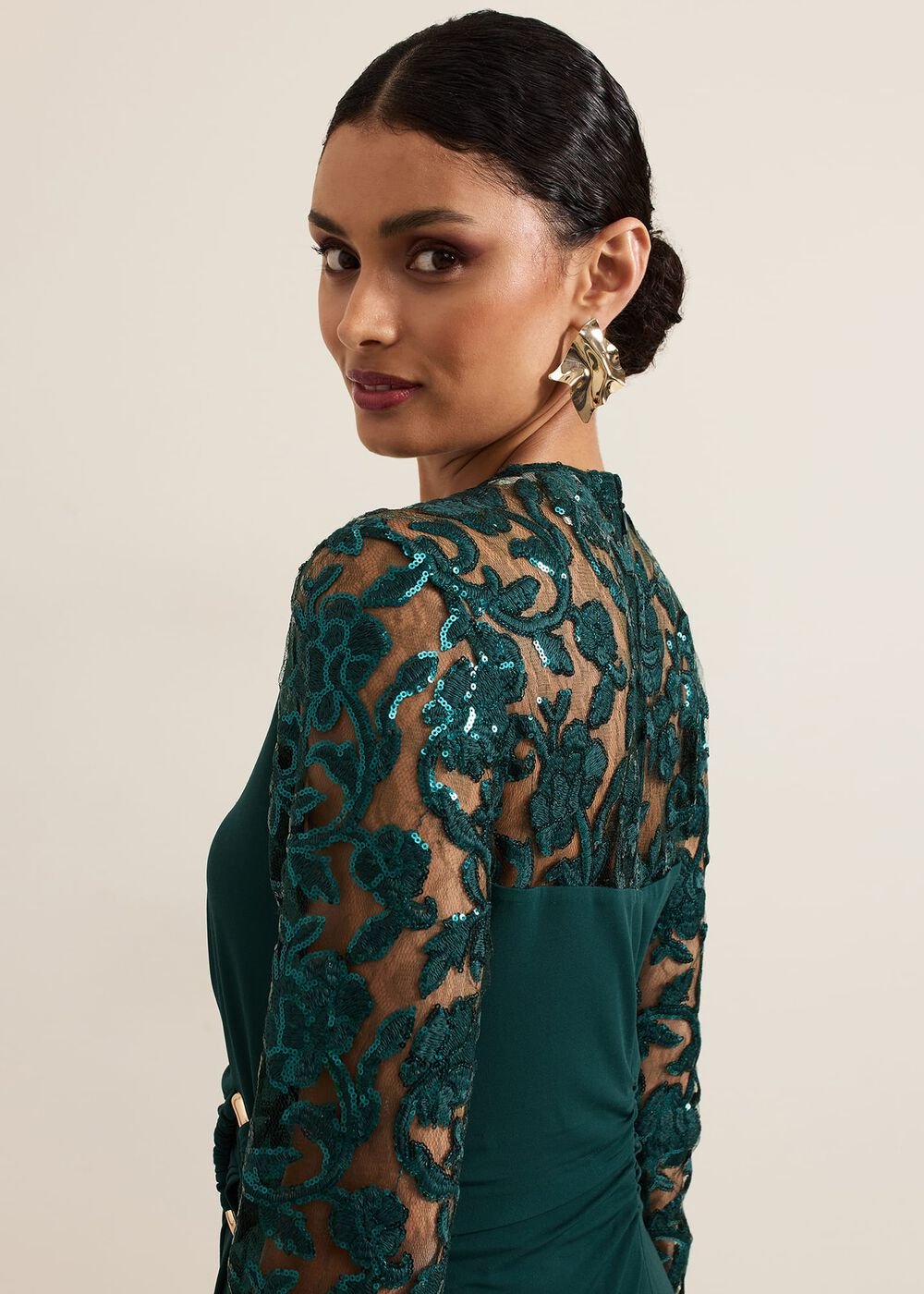 Ilona Dark Green Sequin Maxi Dress Dark Green