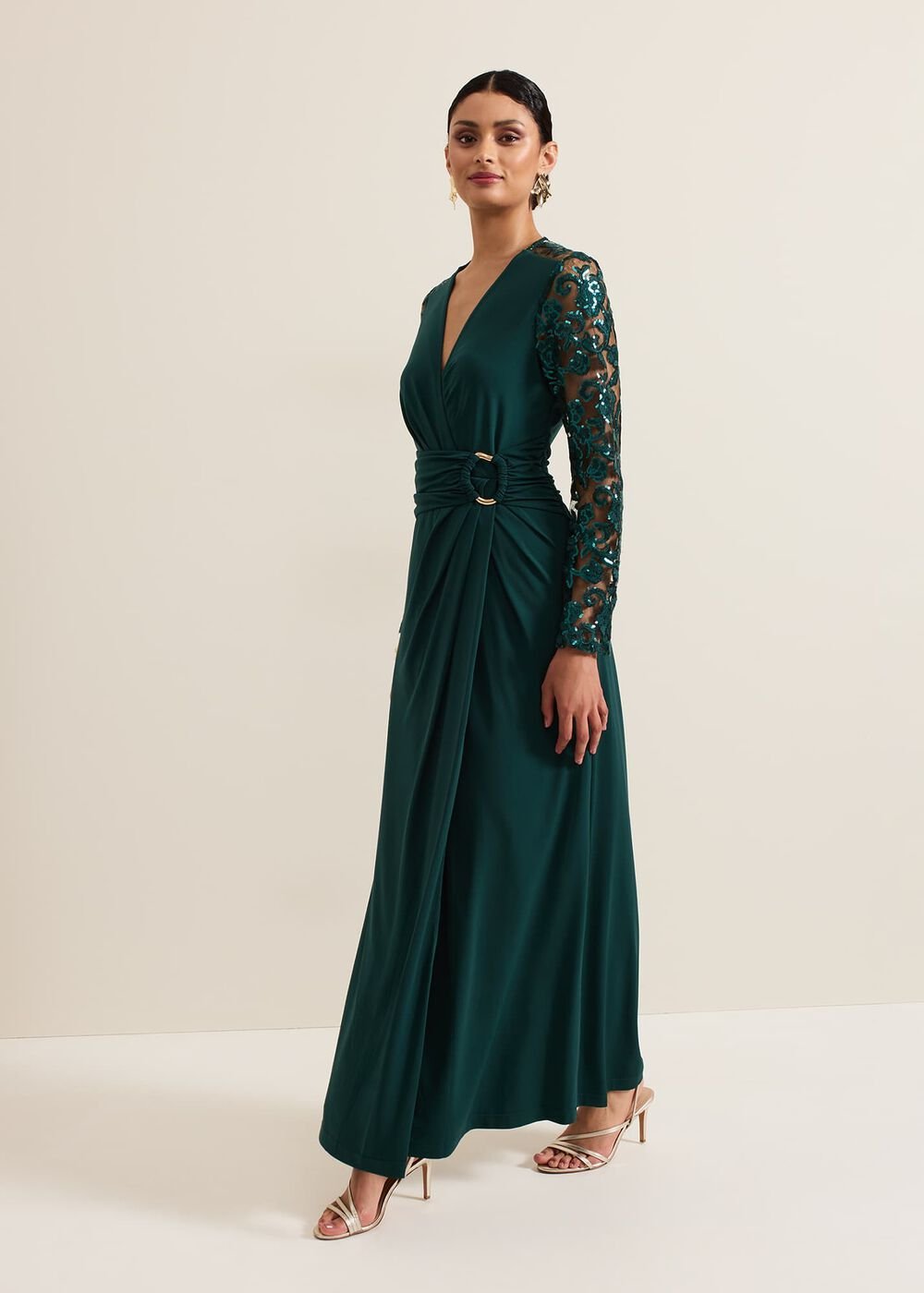 Ilona Dark Green Sequin Maxi Dress Dark Green