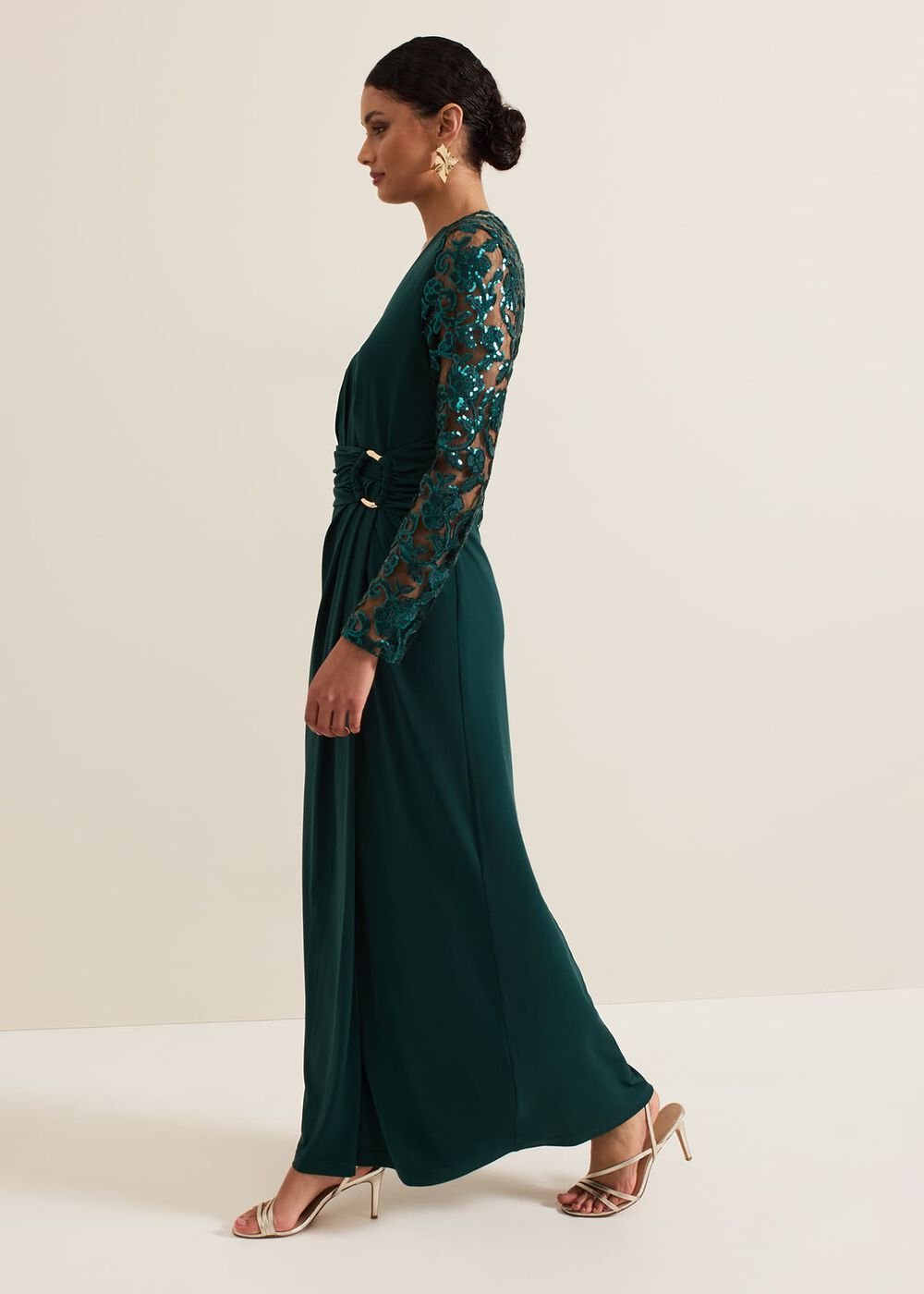 Ilona Dark Green Sequin Maxi Dress Dark Green