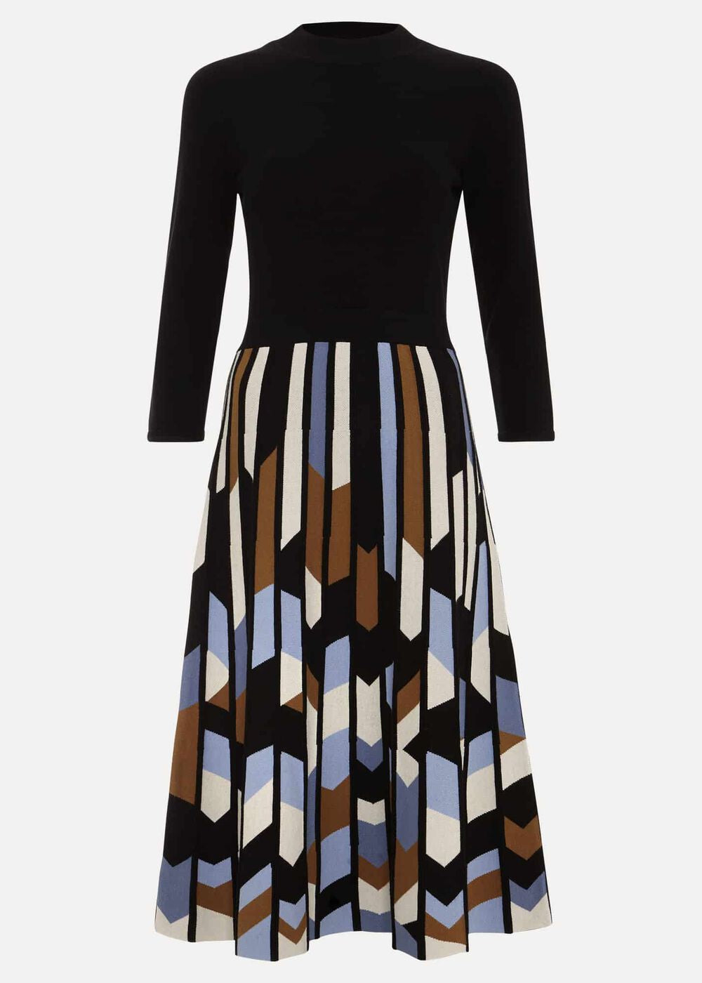 Petite Maci Pleated Sunray Midi Dress Black Multi