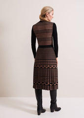 Bethan Geo Jaquard Midi Dress Tan