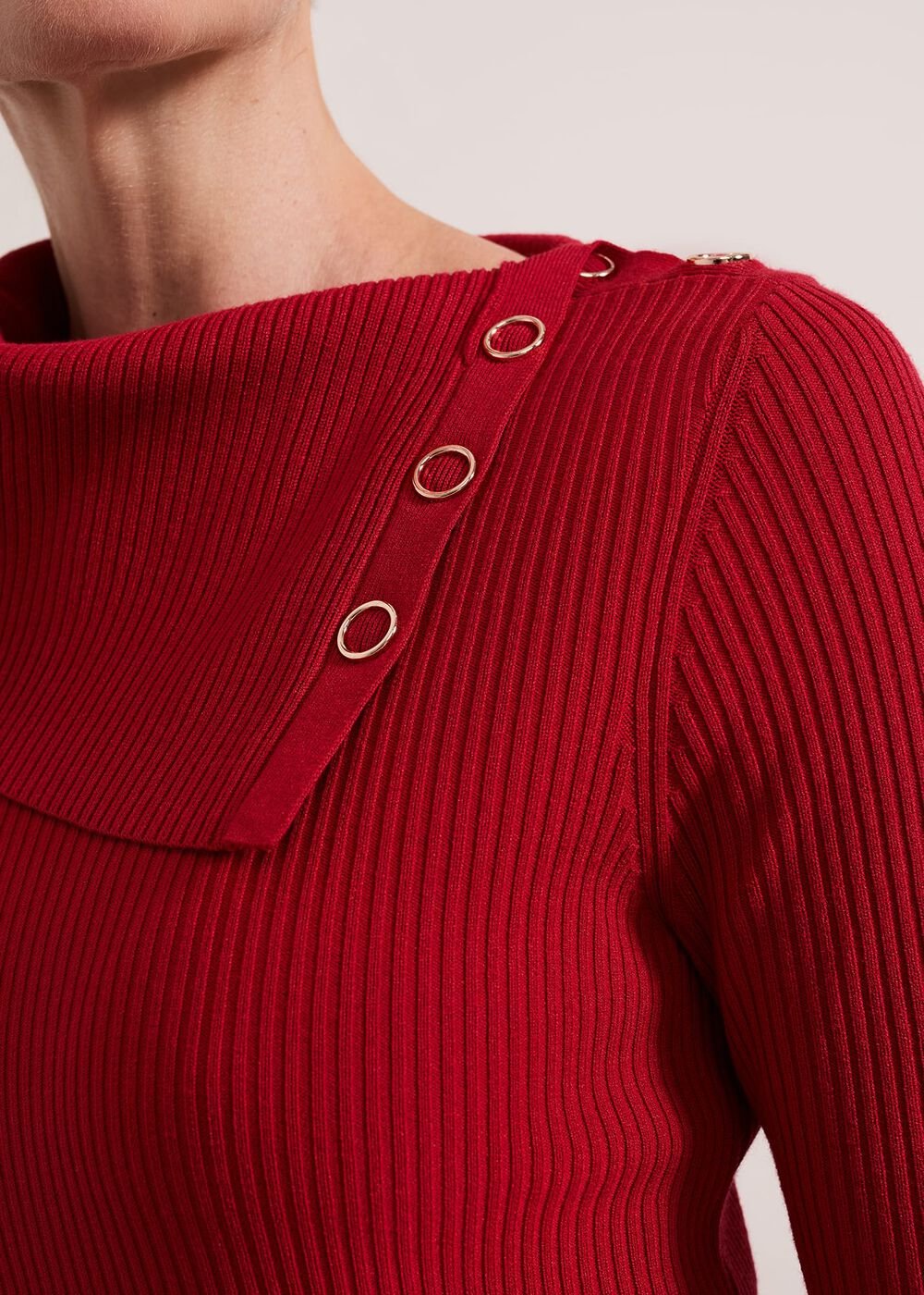 Willow Popper Column Midi Dress Red