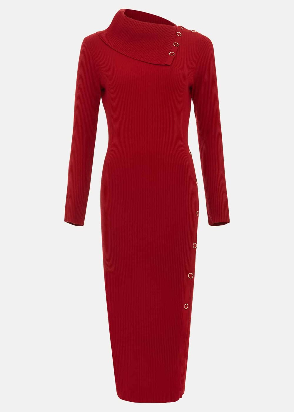 Willow Popper Column Midi Dress Red