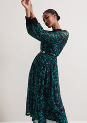 Jinny Purple Floral Dress Green