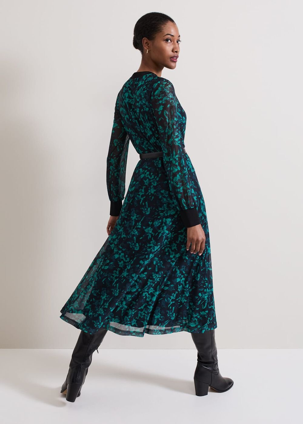 Jinny Purple Floral Dress Green