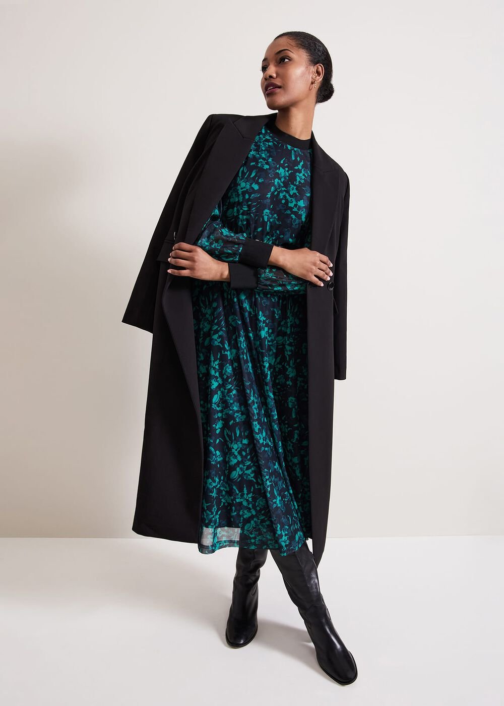Jinny Purple Floral Dress Green