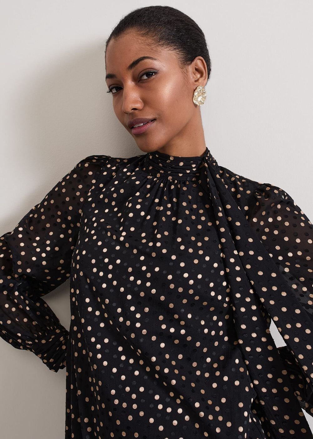 Mabel Black Dotty Swing Dress Black
