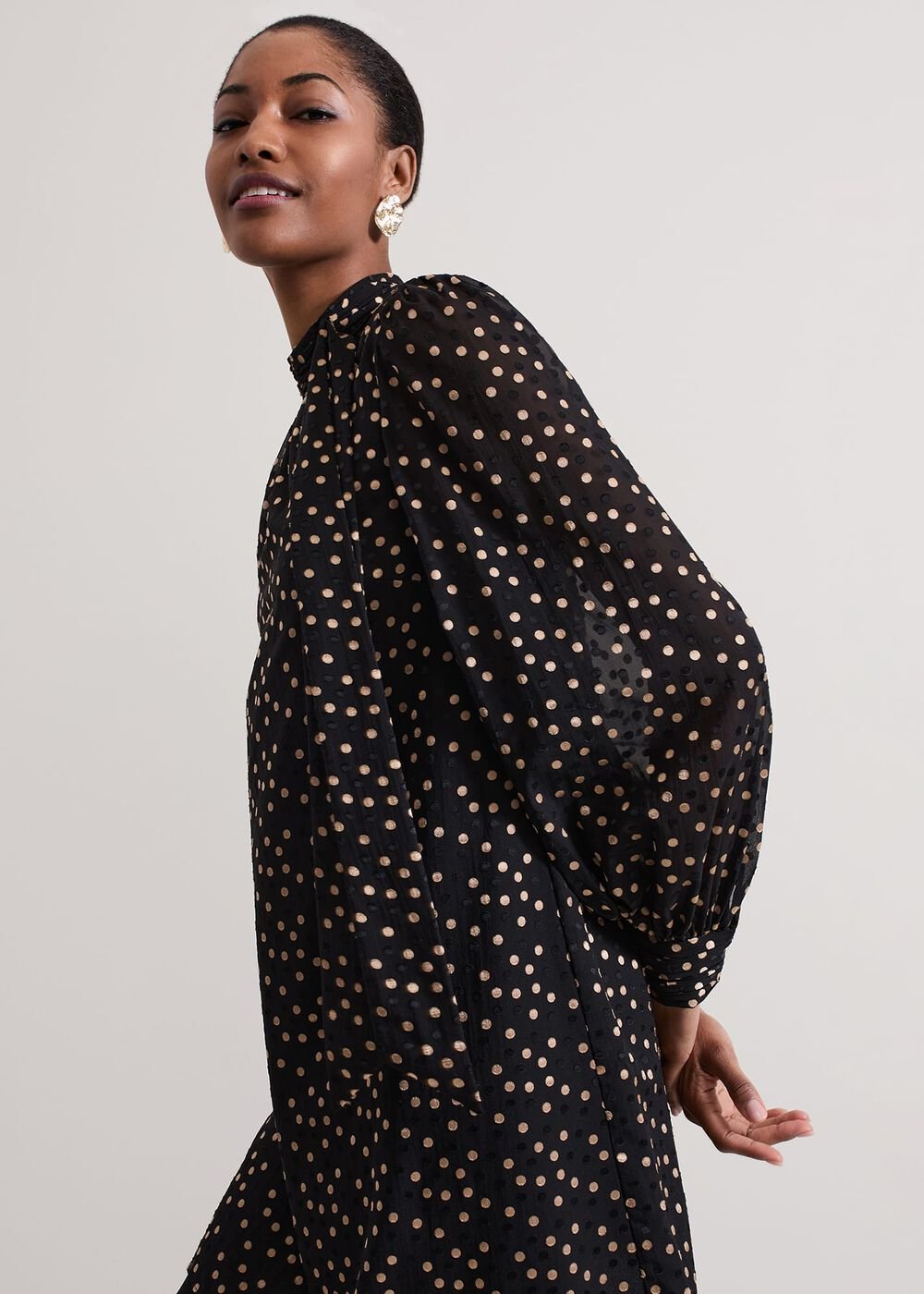 Mabel Black Dotty Swing Dress Black