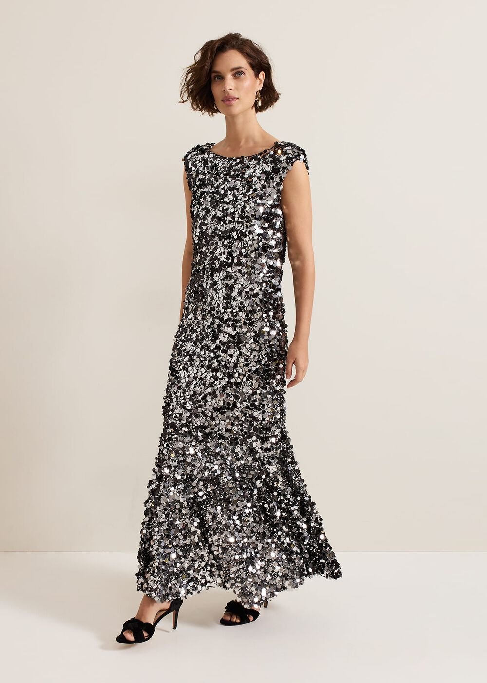 Nina Sequin Maxi Dress Black/Multi