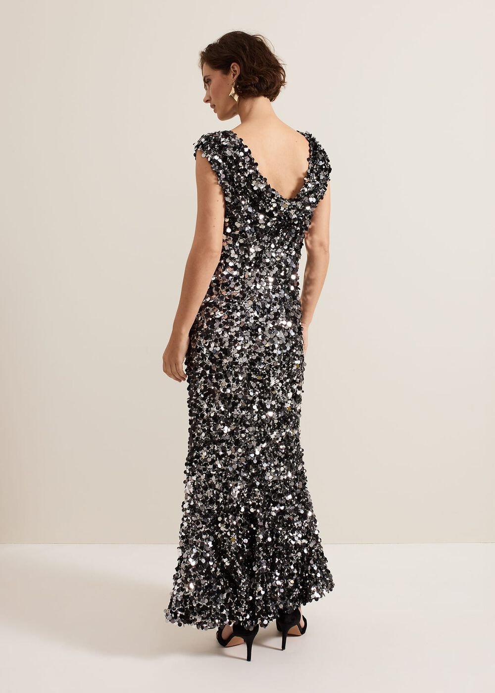 Nina Sequin Maxi Dress Black/Multi