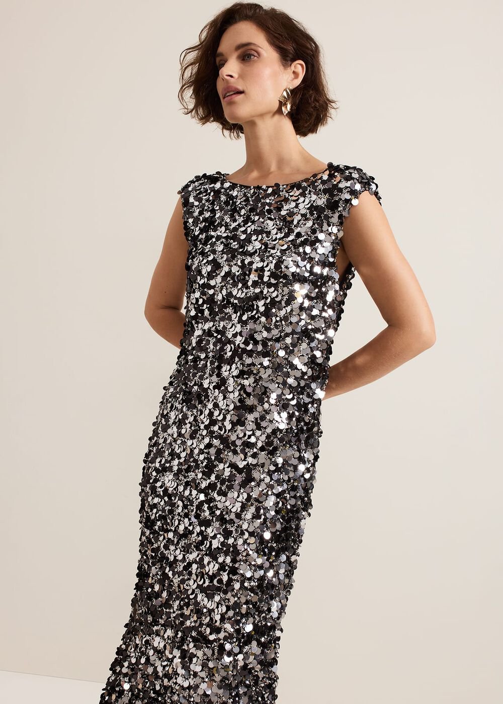 Nina Sequin Maxi Dress Black/Multi