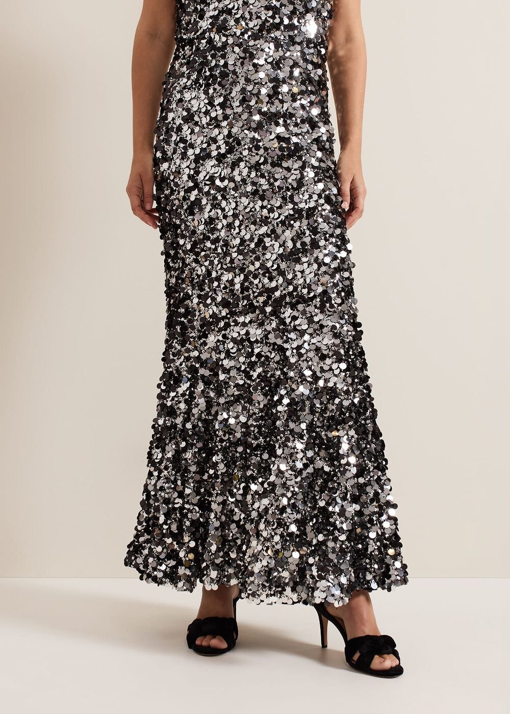 Nina Sequin Maxi Dress Black/Multi