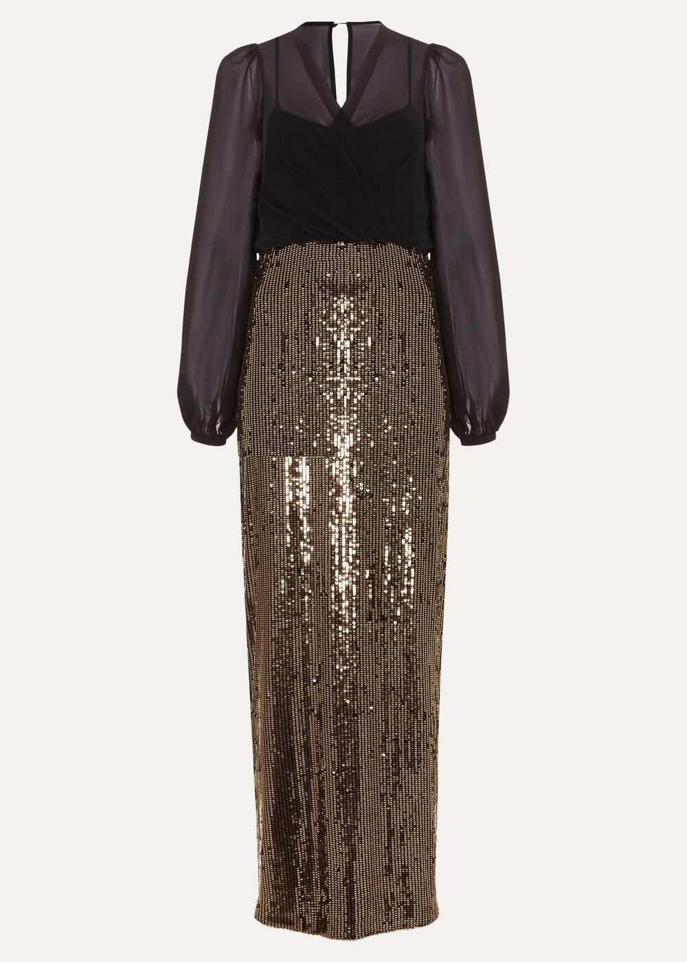 Aniya Sequin Long Sleeved Maxi Dress Black/Multi