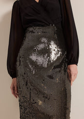 Petite Aniya Sequin Long Sleeve Dress Black/Multi