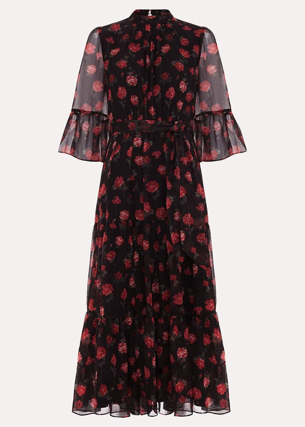 Lela Floral Textured Midi Dress Black/Multi