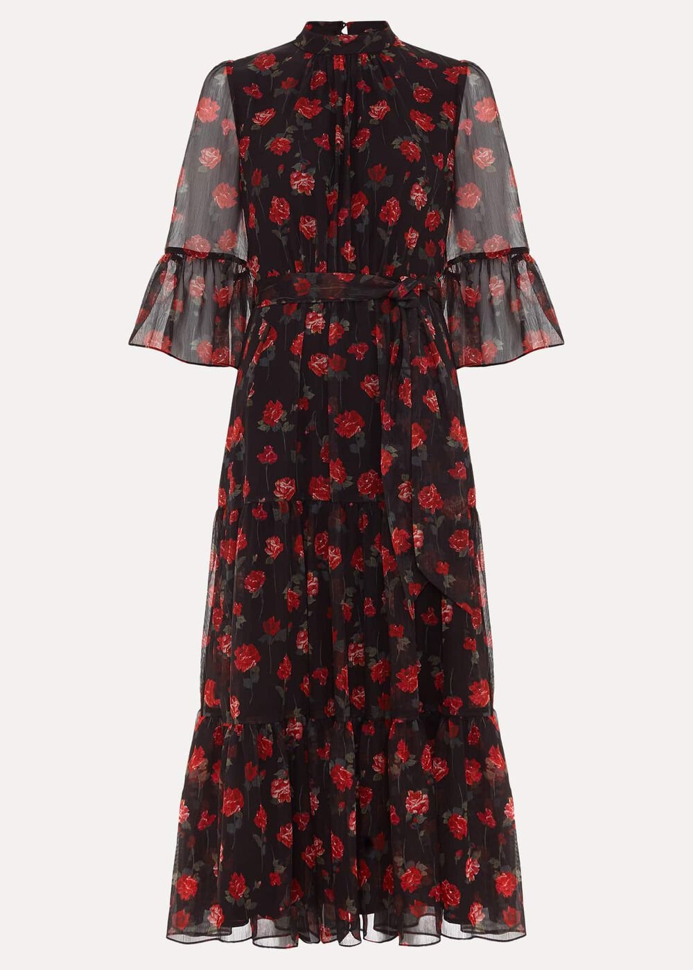 Petite Lela Floral Textured Midi Dress Black/Multi