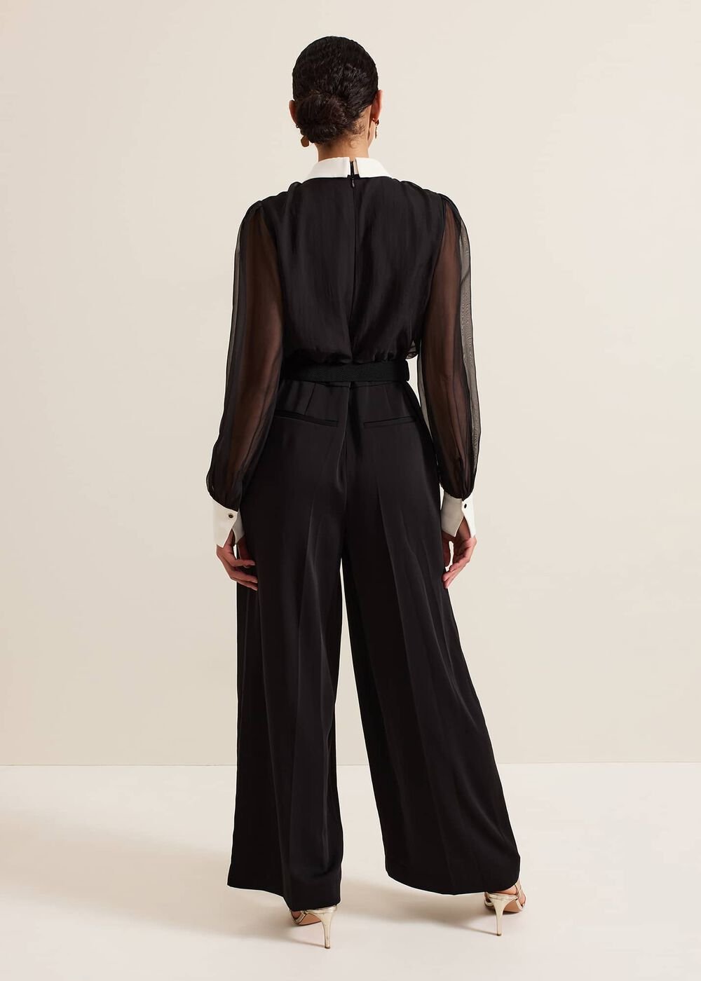 Nerissa Collar Shirt Jumpsuit Black