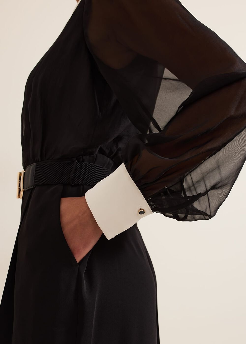 Nerissa Collar Shirt Jumpsuit Black