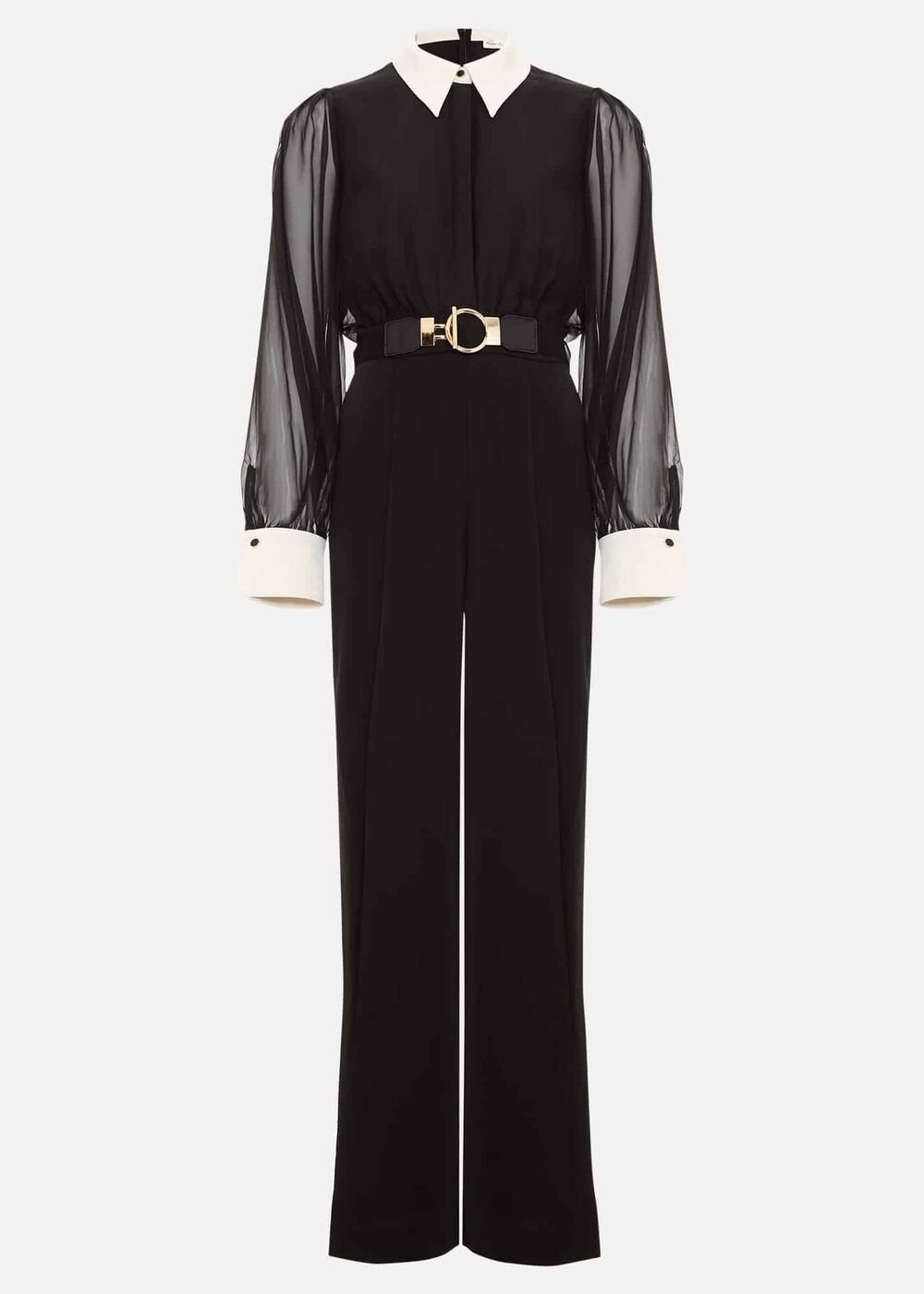 Nerissa Collar Shirt Jumpsuit Black
