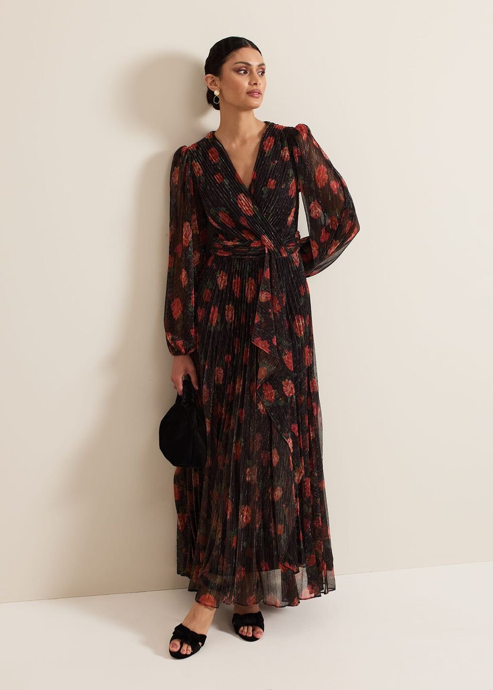 Kenzia Wrap Floral Shimmer Maxi Dress Multi-Coloured