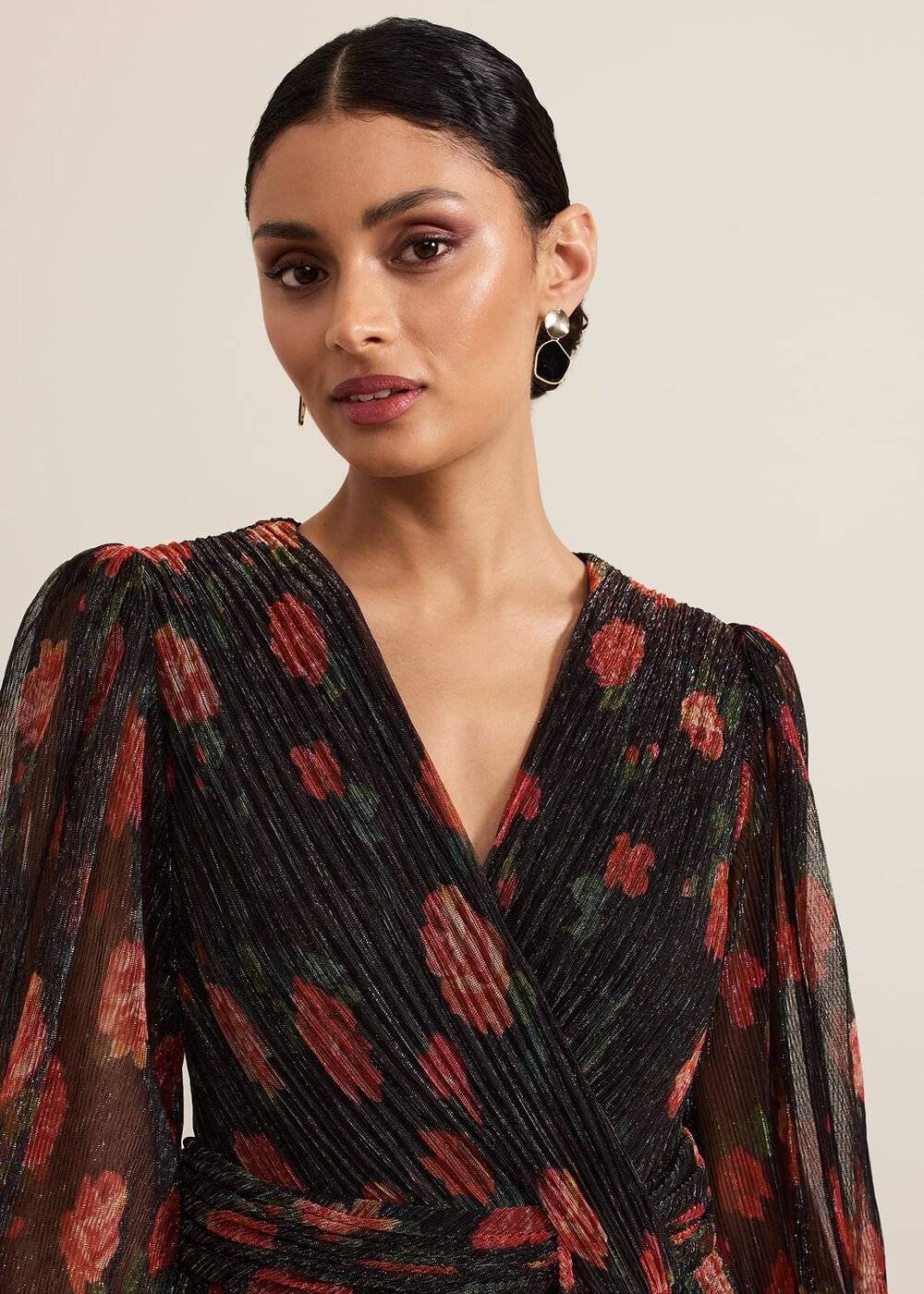 Kenzia Wrap Floral Shimmer Maxi Dress Multi-Coloured