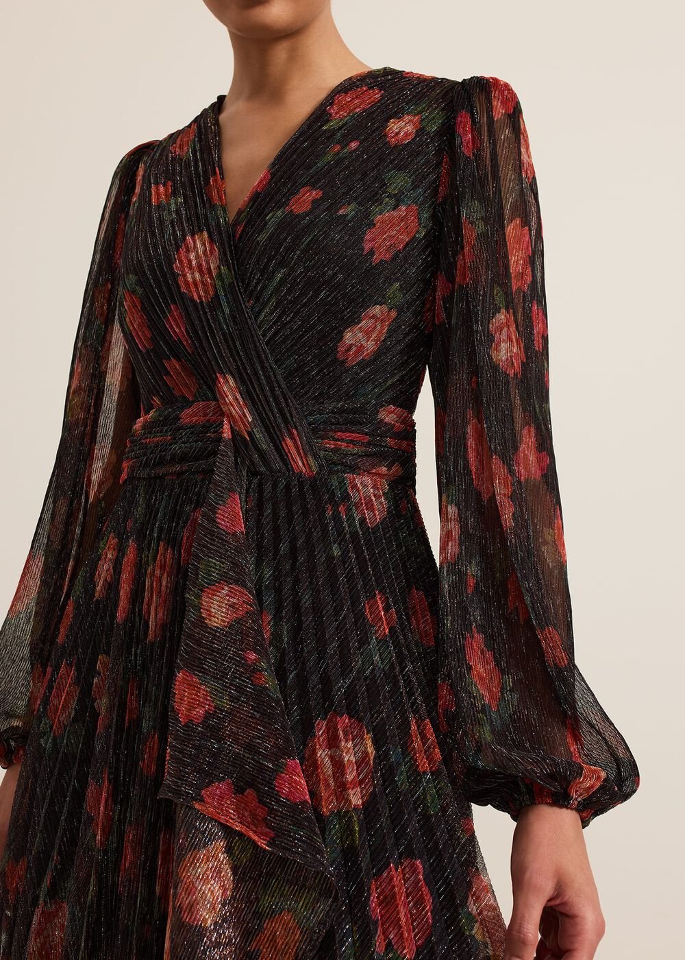 Kenzia Wrap Floral Shimmer Maxi Dress Multi-Coloured