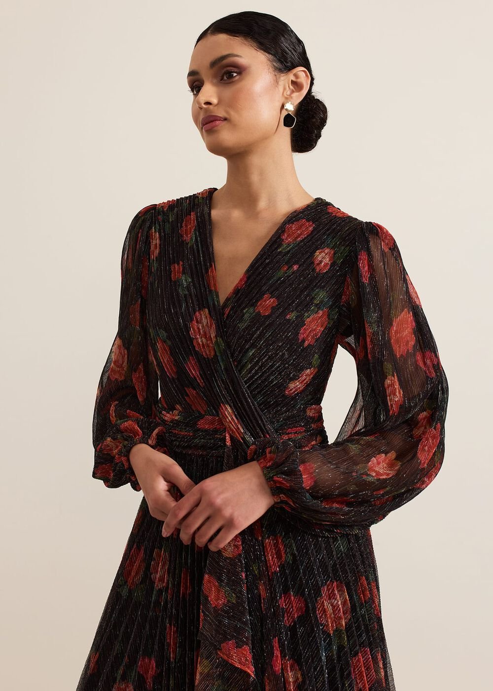 Kenzia Wrap Floral Shimmer Maxi Dress Multi-Coloured