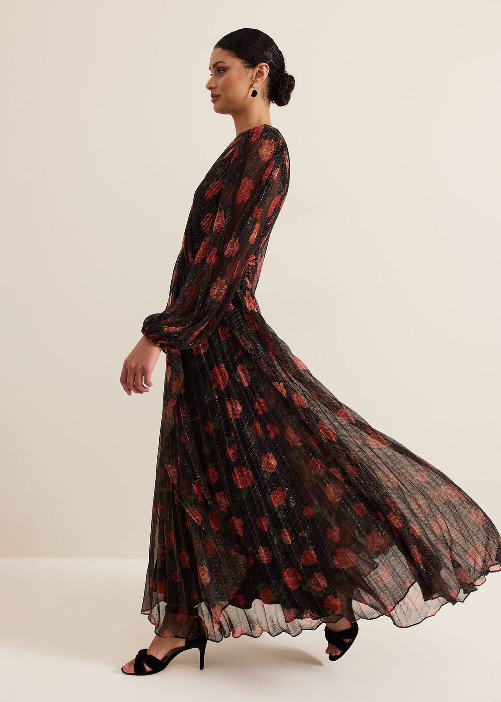Kenzia Wrap Floral Shimmer Maxi Dress Multi-Coloured