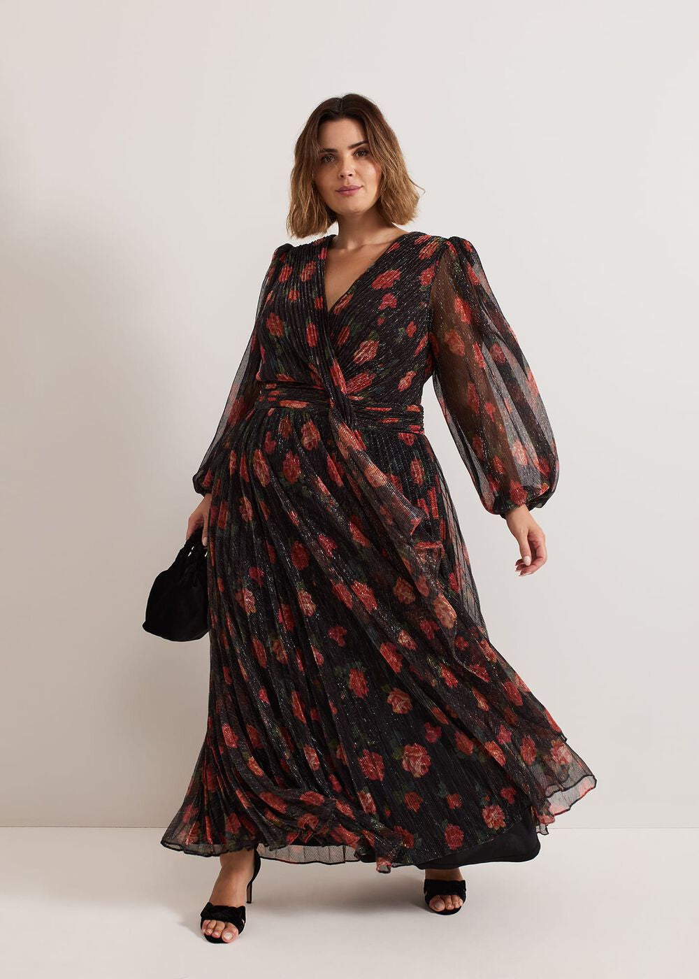 Kenzia Wrap Floral Shimmer Maxi Dress Multi-Coloured