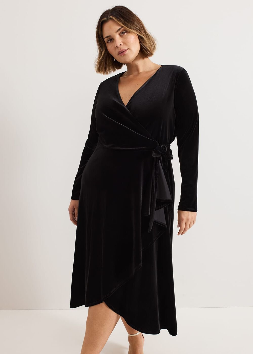 Julia Black Velvet Wrap Dress Black