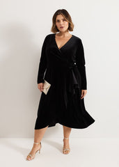 Julia Black Velvet Wrap Dress Black