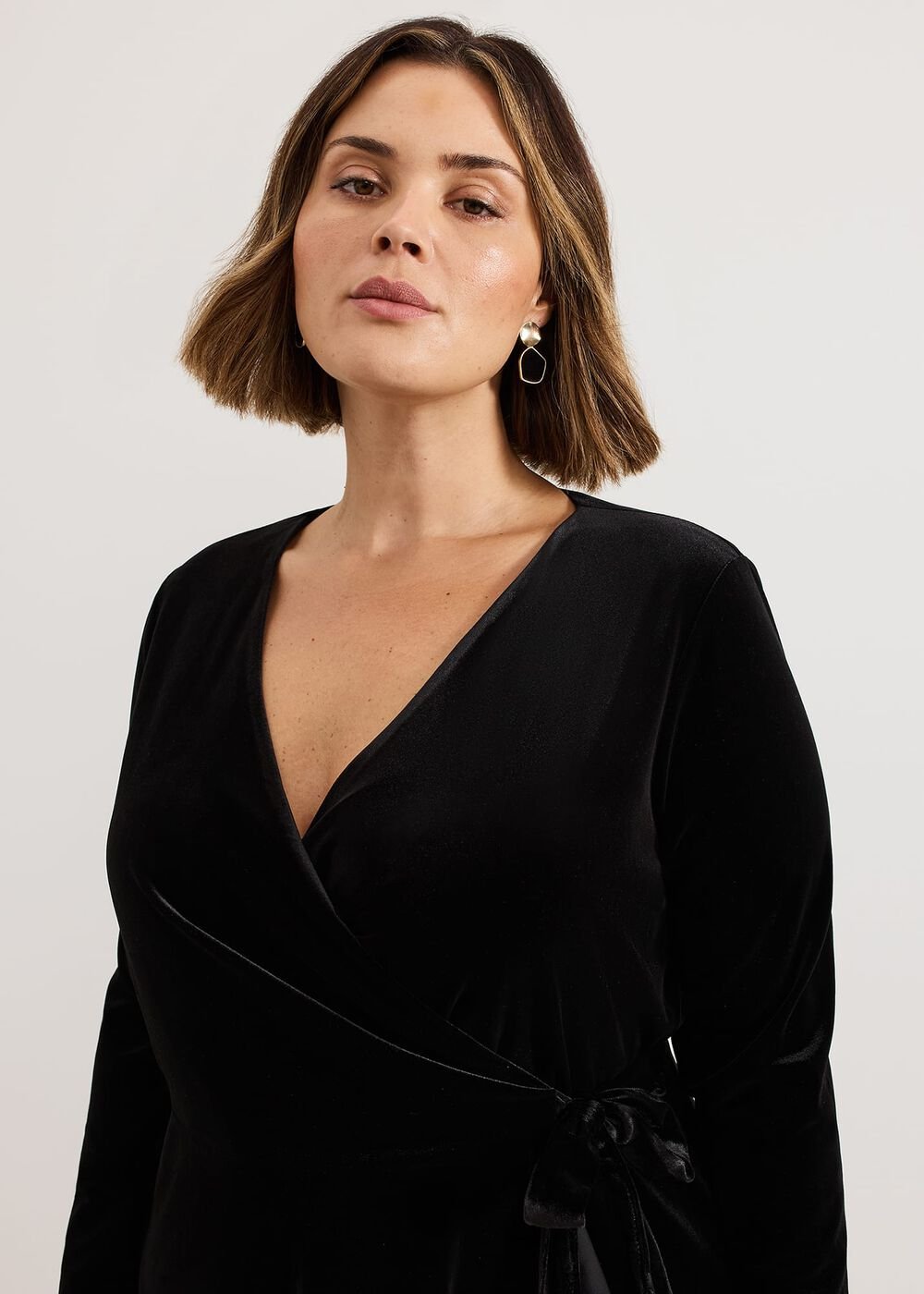 Julia Black Velvet Wrap Dress Black