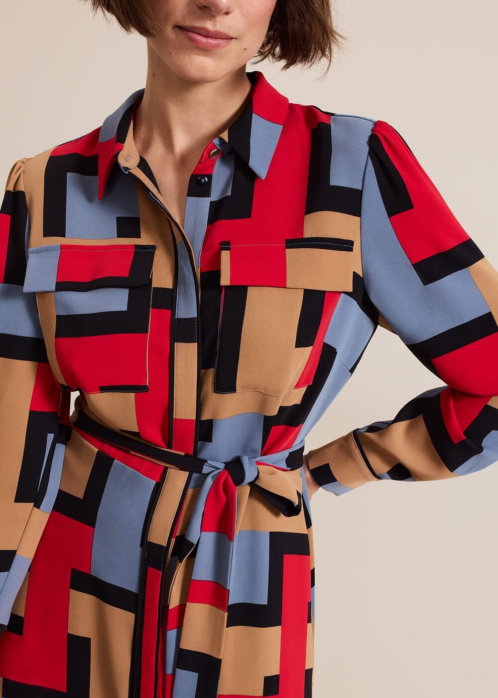 Amita Geo Shirt Dress Multi-Coloured