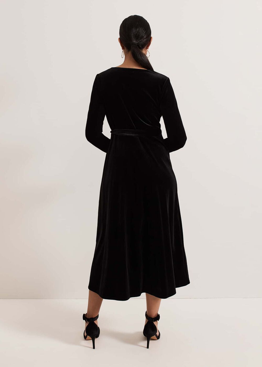 Petite Julia Black Velvet Wrap Dress Black