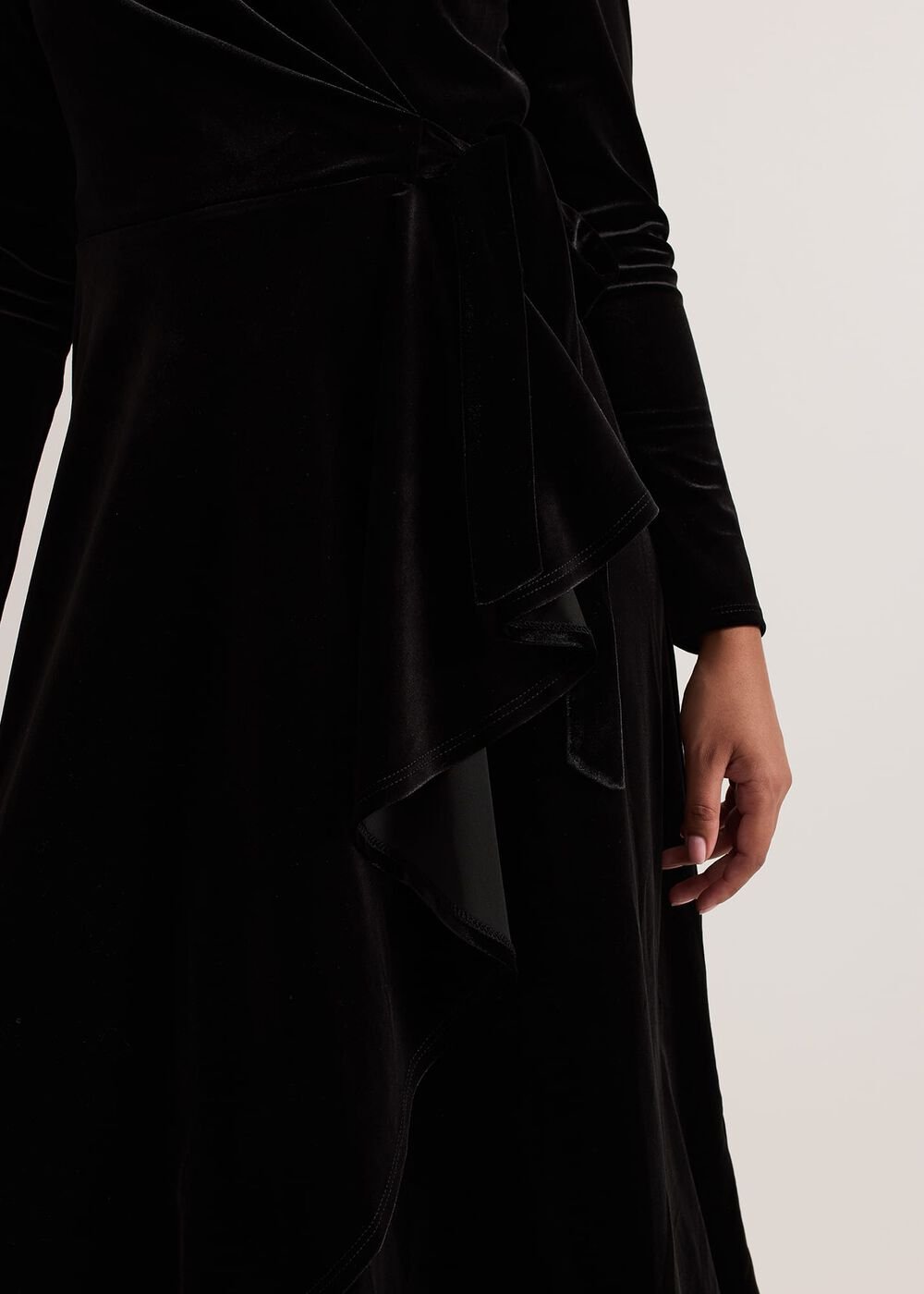 Petite Julia Black Velvet Wrap Dress Black