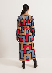 Petite Amita Geo Shirt Dress Multi-Coloured