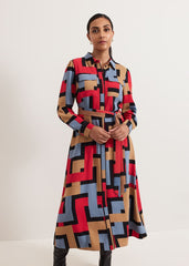 Petite Amita Geo Shirt Dress Multi-Coloured