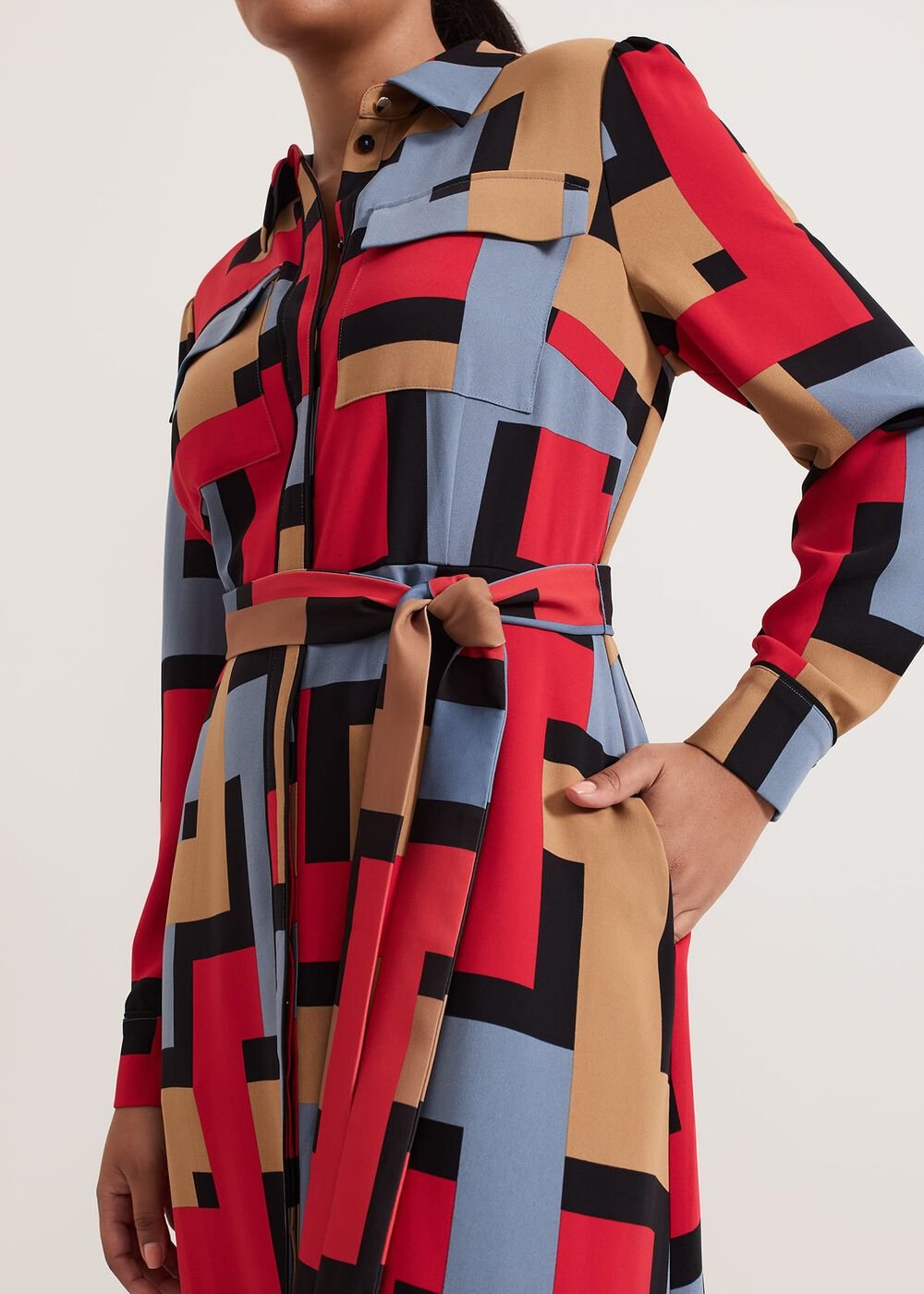 Petite Amita Geo Shirt Dress Multi-Coloured