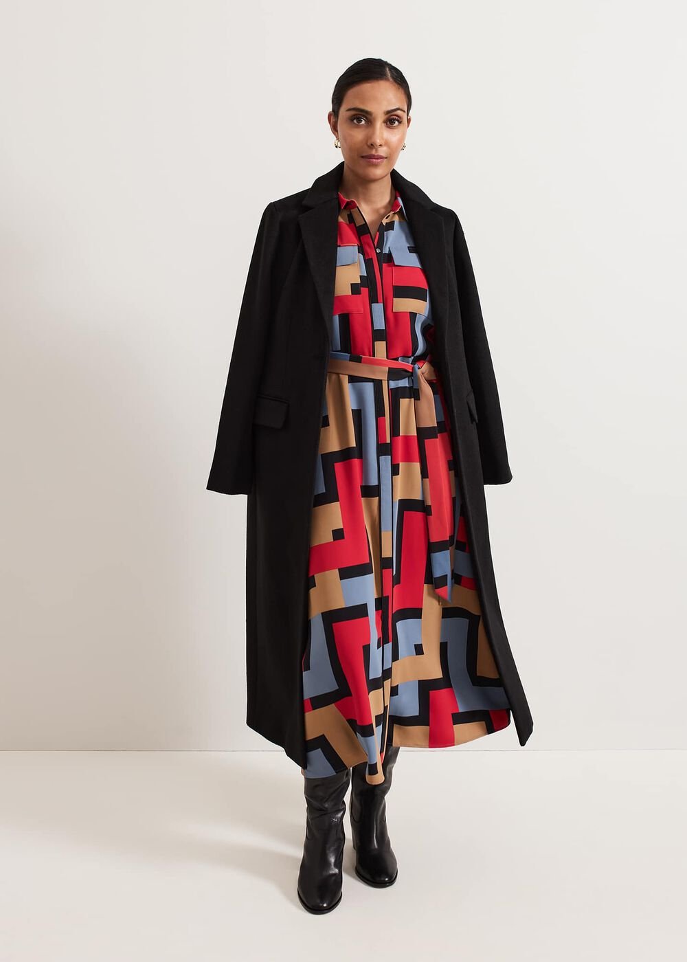 Petite Amita Geo Shirt Dress Multi-Coloured