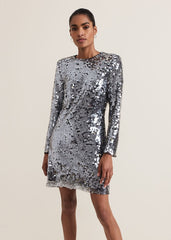 Rhia Silver Sequin Mini Dress Silver